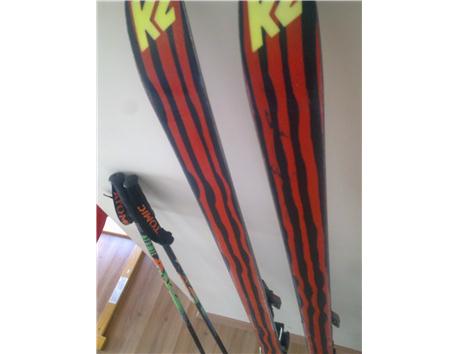 Temiz K2 kayak takımı ayakkabısız. Kayak+bağlama+baton
