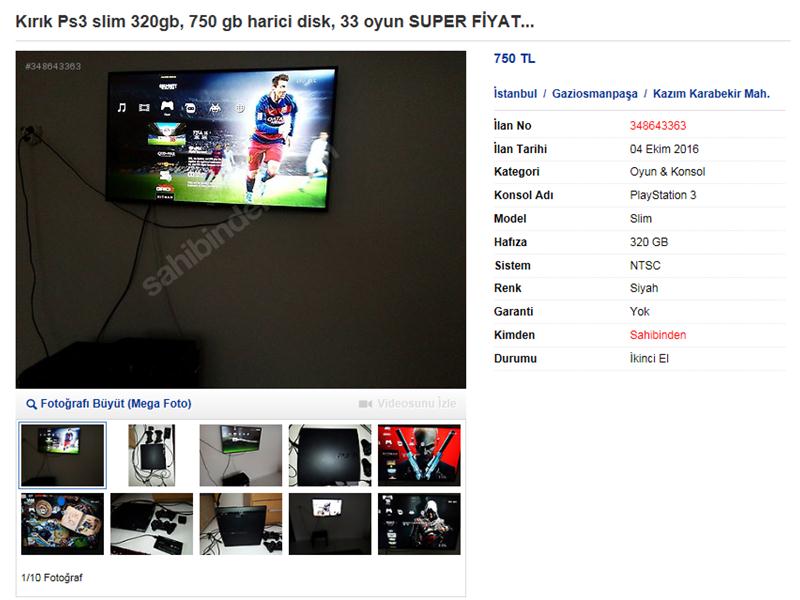 Kırık Ps3 slim 320gb, 750 gb harici disk, 33 oyun SUPER FİYAT... LAPTOP TAKAS OLUR