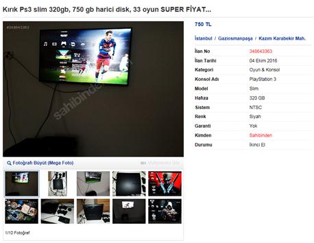 Kırık Ps3 slim 320gb, 750 gb harici disk, 33 oyun SUPER FİYAT... LAPTOP TAKAS OLUR