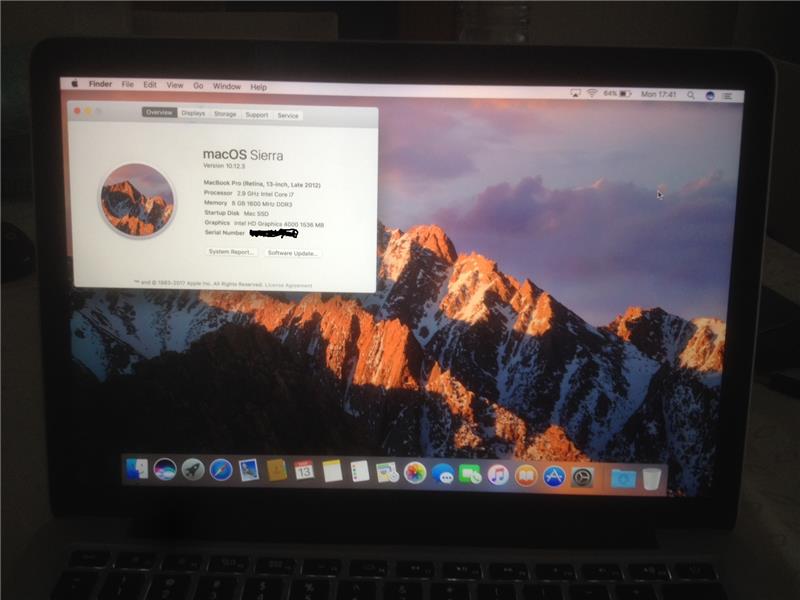 Macbook pro retina 13 inch / i7 2.9 8gb ram 512 ssd