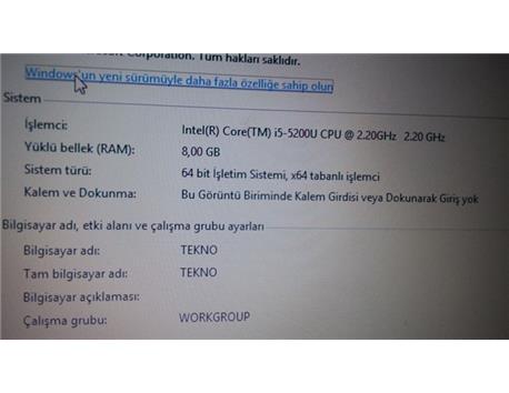 TOSHIBA CI5-5200U-2.2GB/8GB/1TB/15.6 TEMİZ SATILIK+DEĞERİNDE KASAYA TAKASLIK 