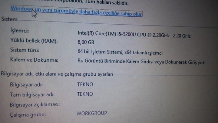 TOSHIBA CI5-5200U-2.2GB/8GB/1TB/15.6 TEMİZ SATILIK+DEĞERİNDE KASAYA TAKASLIK 