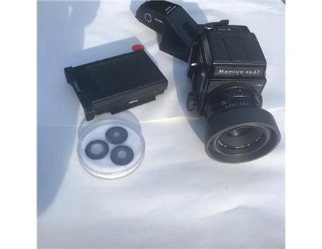 Mamiya RB 67 pro s fotoğraf makinesi + polaroid back+ 150 mm lens+ tepegöz+ filtreler