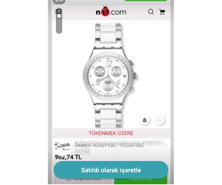 Orijinal bayan swatch saat sıfırı 900 TL 