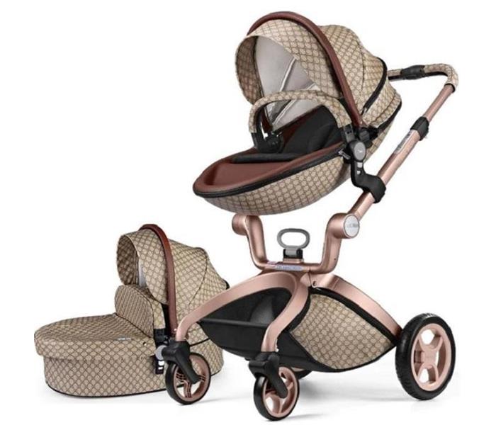 3 In 1 Leather Warm Mother Stroller High Landscape Folding Chair With 360 Degree Rotation Luxury Pram Bassinet