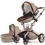 3 In 1 Leather Warm Mother Stroller High Landscape Folding Chair With 360 Degree Rotation Luxury Pram Bassinet