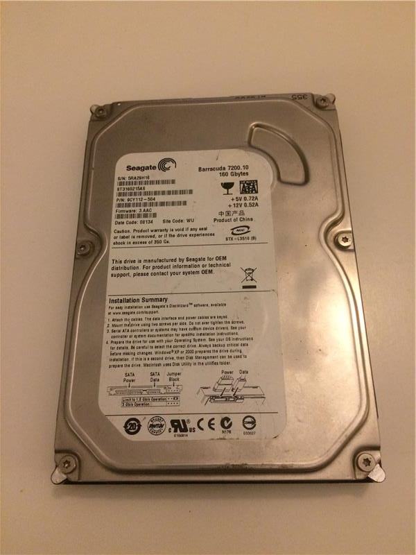 160Gb Segatae Sata Pc Harddisk