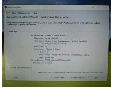 Hp 15-d1xxx laptop neredeyse sıfır herhangi bir sorunu olmayan ekran kartı laptop