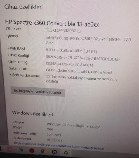 DOKUNMATİK EKRAN VE KALEMLİ HP LAPTOP 0 AYARINDA 