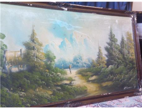 50 yıllık ressam imzalı yağlıboya manzara tablo