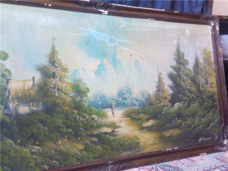 50 yıllık ressam imzalı yağlıboya manzara tablo