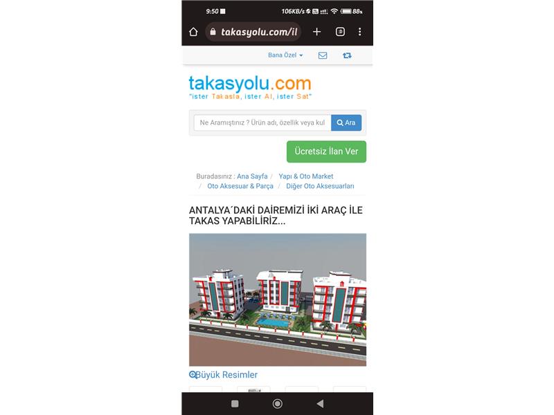 Antalya´da Döşemealtındaki dairem ile Eskişehir de daire ile takas talebim