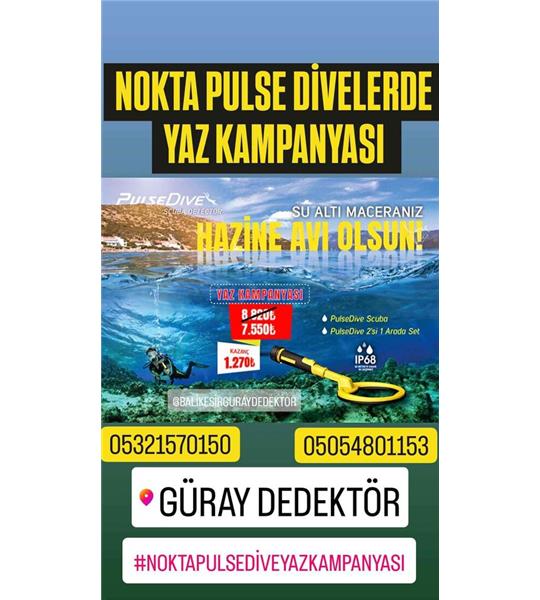 NOKTA PULSE DİVE SCUBA 20 CM SUALTI DEDEKTÖR ve NOKTA PULSE DİVE 2Sİ1 ARADA SET SUALTI DEDEKTÖRLERDE İNDİRİM KAMPANYA